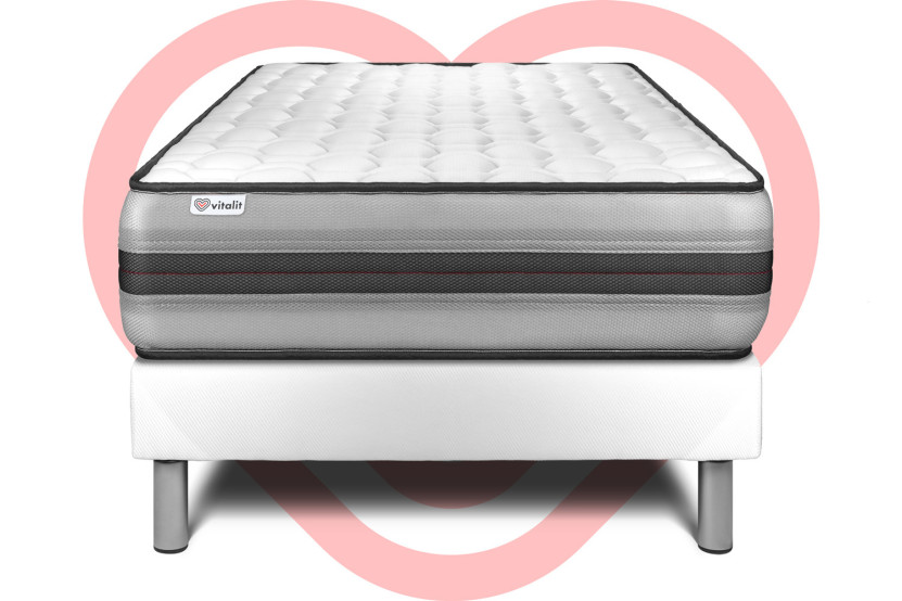 Ensemble Matelas Sommier 90x200 cm - Sommier Blanc (en kit) - Vitalpower Recover
