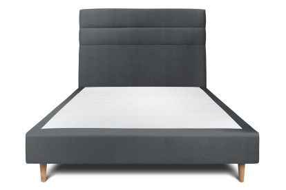 Lit 150x190 cm - Sommier tapissier H35 cm + tête de lit à lignes - Tissu Velours Gris Anthracite