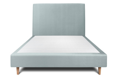 Lit 140x200 cm - Sommier tapissier H35 cm + tête de lit tapissée - Tissu Velours Gris Bleuté