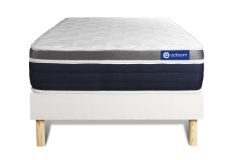 Ensemble Matelas Sommier 90x200 cm - Sommier Blanc (en kit) - Actilatex Confort