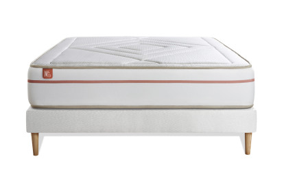 Ensemble Matelas Sommier 200x200 cm - Sommier Blanc (en kit) - Le Paisible