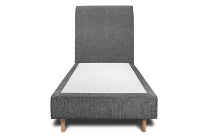 Lit 90x200 cm - Sommier tapissier H35 cm + tête de lit tapissée - Tissu Toile natté Gris Anthracite