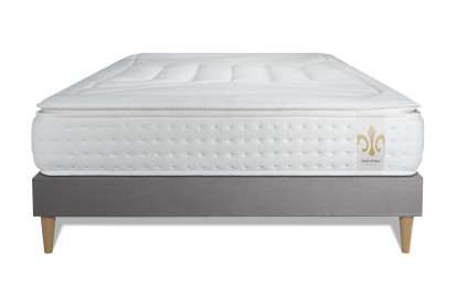 Ensemble Matelas Sommier 140x200 cm - Sommier Gris (déjà monté) - Vingt-Quatre PLUS