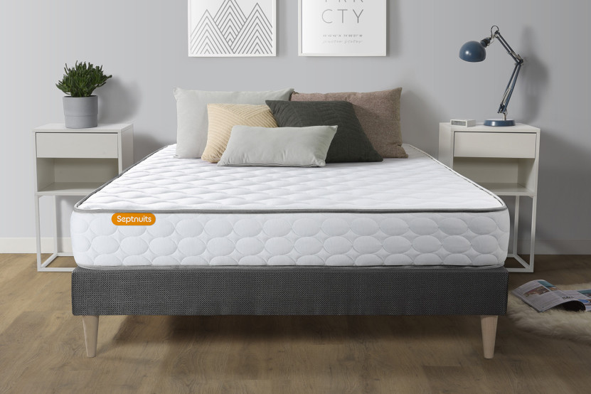 Ensemble Matelas Sommier 180x200 cm - Sommier Gris (en kit) - Memo