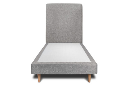 Lit 90x200 cm - Sommier tapissier H29 cm + tête de lit tapissée - Tissu Bouclette Gris