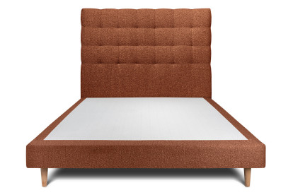 Lit 160x200 cm - Sommier tapissier H29 cm + tête de lit capitonnée - Tissu Bouclette Terracotta
