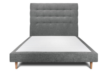Lit 160x200 cm - Sommier tapissier H29 cm + tête de lit capitonnée - Tissu Toile natté Gris Anthracite
