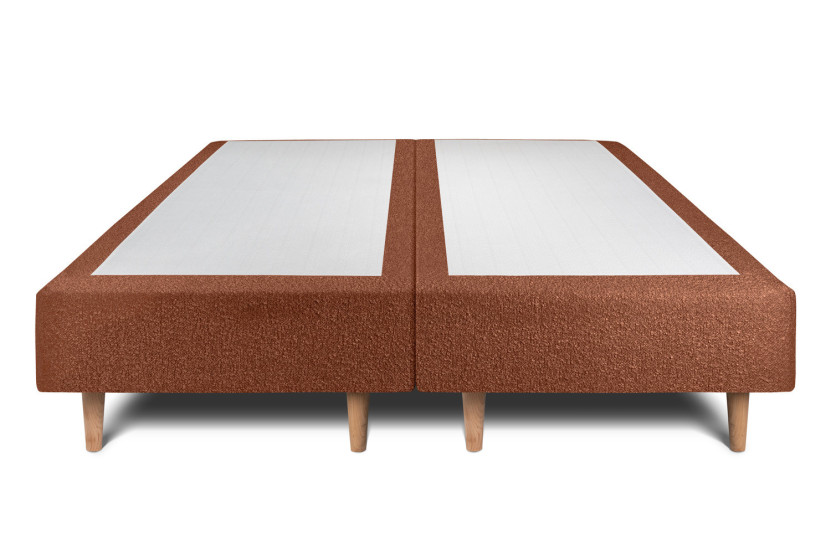 Lit 2x80x200 cm avec Tête de lit à lignes - Tissu Bouclette