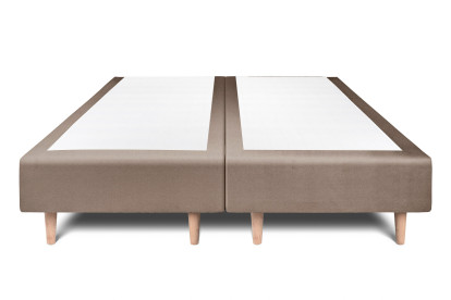 Lit 2x 90x200 cm - Sommier tapissier H29 cm + tête de lit capitonnée - Tissu Velours Taupe