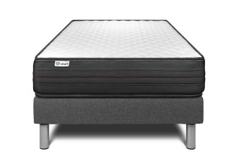 Ensemble Matelas Sommier 90x200 cm - Sommier Gris (en kit) - Vitalpower