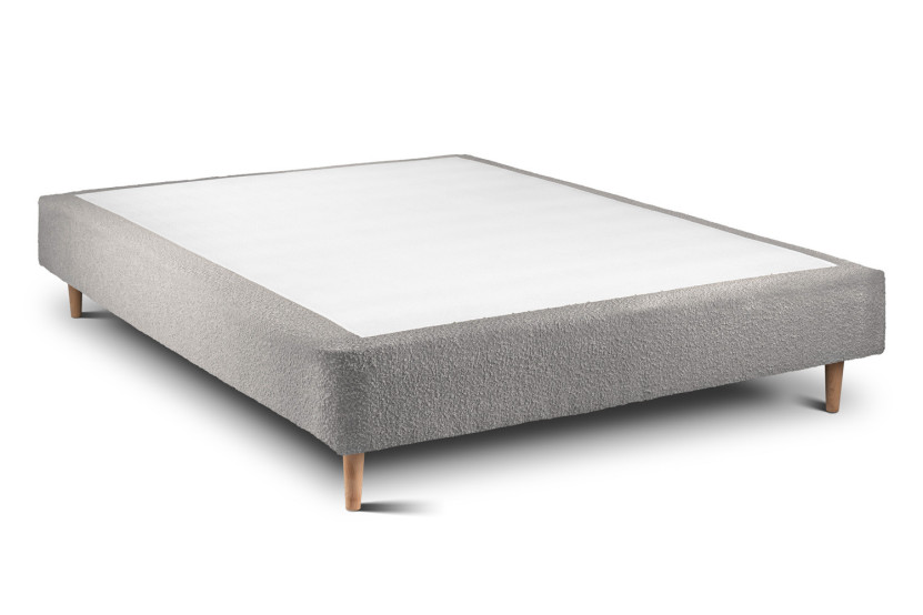 Lit 140x190 cm avec Tête de lit tapissée - Tissu Bouclette