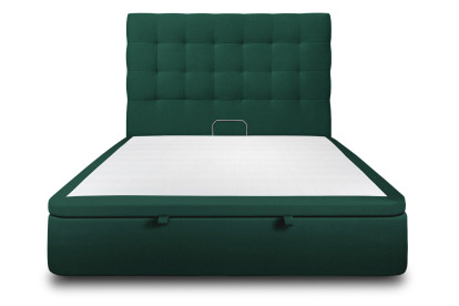Lit coffre 160x200 cm avec Tête de lit capitonnée - Tissu Velours Vert