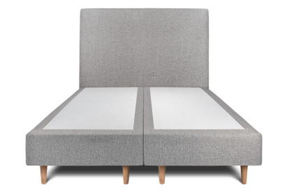 Lit 2x 80x200 cm - Sommier tapissier H35 cm + tête de lit tapissée - Tissu Bouclette Gris