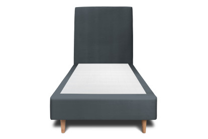 Lit 90x200 cm - Sommier tapissier H35 cm + tête de lit tapissée - Tissu Velours Gris Anthracite