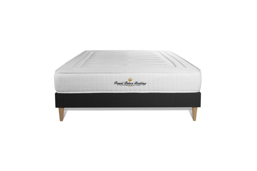 Ensemble Matelas Sommier 140x190 cm - Sommier Noir (déjà monté) - Nottingham