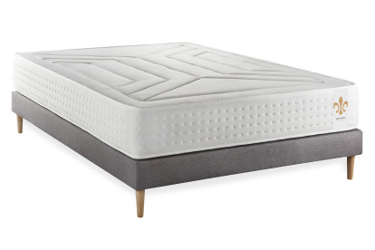 Ensemble Matelas Sommier 140x200 cm - Sommier Gris (en kit) - Vingt-Quatre