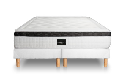 Pack lit complet 160x200 cm - Matelas + 2 Sommiers Blancs + 2 oreillers + Couette - Privilège