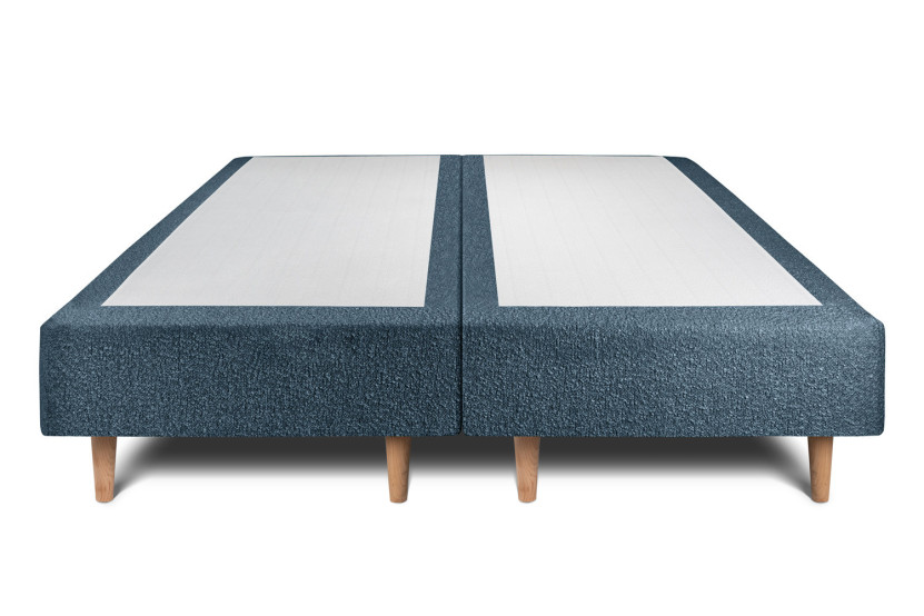 Lit 2x80x200 cm avec Tête de lit capitonnée - Tissu Bouclette