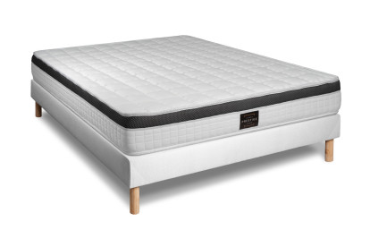 Ensemble Matelas Sommier 140x190 cm - Sommier Blanc (en kit) - Supérieur