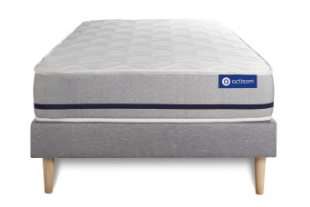 Ensemble Matelas Sommier 90x200 cm - Sommier Gris (en kit) - Actiflex Soft