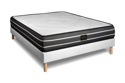 Ensemble Matelas Sommier 140x190 cm - Sommier Blanc (déjà monté) - Exclusive