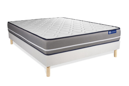 Ensemble Matelas Sommier 140x200 cm - Sommier Blanc (en kit) - Actilatex Pur