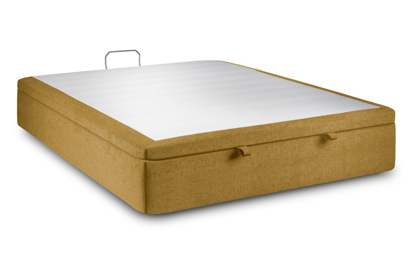 Sommier Coffre 180x200 cm - Toile Nattée - Jaune