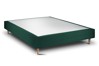 Lit 160x200 cm - Sommier tapissier H35 cm + tête de lit capitonnée - Tissu Velours Vert