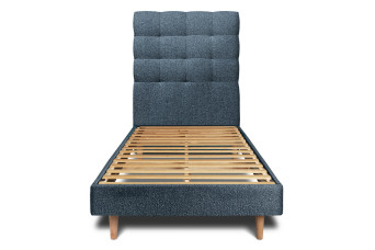 Lit 90x200 cm avec Tête de lit capitonnée - Tissu Bouclette