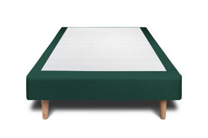 Lit 90x200 cm - Sommier tapissier H29 cm + tête de lit capitonnée - Tissu Velours Vert