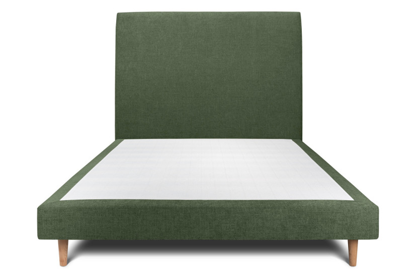 Lit 150x190 cm avec Tête de lit tapissée - Tissu Toile natté