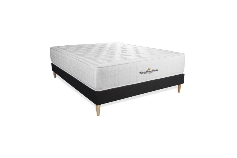 Ensemble Matelas Sommier 160x200 cm - Sommier Noir (en kit) - Buckingham