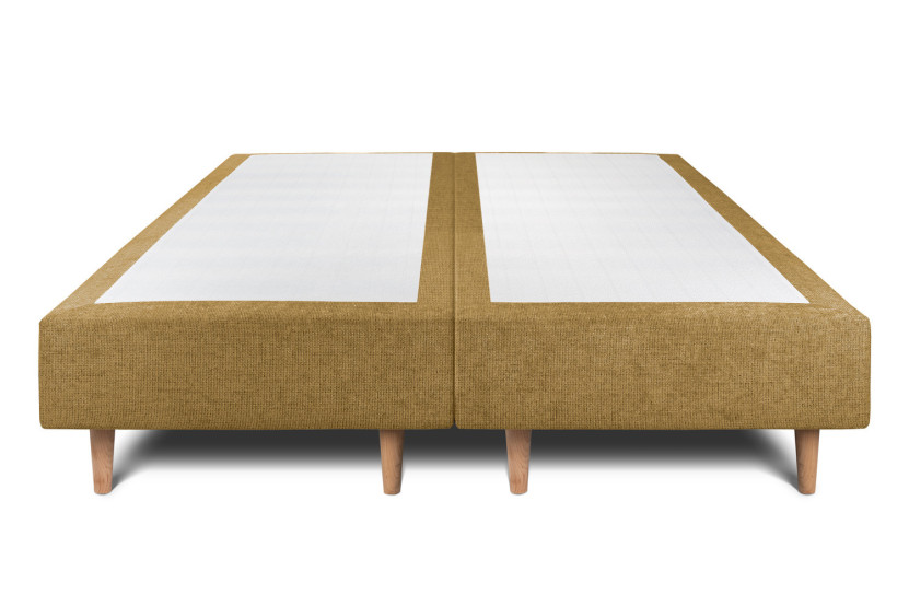 Lit 2x80x200 cm avec Tête de lit à lignes - Tissu Toile natté