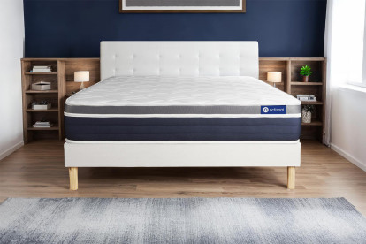 Ensemble Matelas Sommier 140x190 cm - Sommier Blanc (en kit) - Actimemo Confort