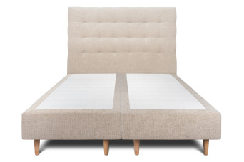 Lit 2x80x200 cm avec Tête de lit capitonnée - Tissu Toile natté