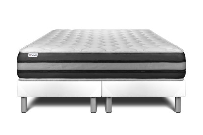 Ensemble Matelas Sommier 160x200 cm - 2 Sommiers Blanc - Vitalspring Zen