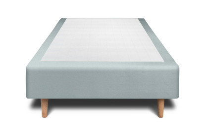 Lit 90x200 cm - Sommier tapissier H35 cm + tête de lit tapissée - Tissu Velours Gris Bleuté
