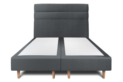 Lit 2x 80x200 cm - Sommier tapissier H35 cm + tête de lit à lignes - Tissu Velours Gris Anthracite