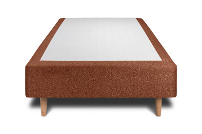 Lit 90x190 cm - Sommier tapissier H35 cm + tête de lit à lignes - Tissu Bouclette Terracotta
