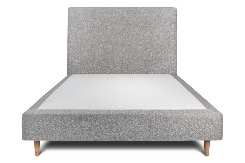 Lit 140x190 cm avec Tête de lit tapissée - Tissu Bouclette