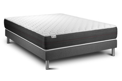 Ensemble Matelas Sommier 140x190 cm - Sommier Gris (déjà monté) - Vitalspring