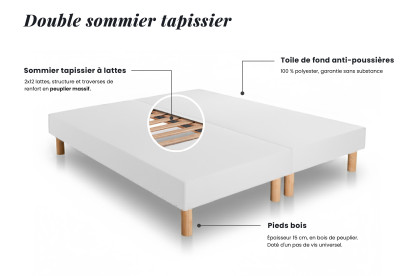 Ensemble Matelas Sommier 160x200 cm - 2 Sommiers Blancs - Exclusive