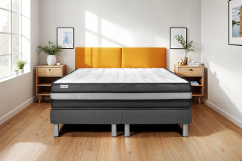 Ensemble Matelas Sommier 180x200 cm - 2 Sommiers Gris - Vital Power Zen
