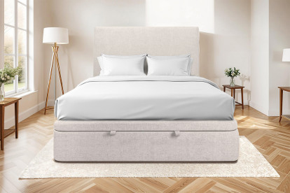 Sommier Coffre 140x190 cm - Toile nattée  - Beige clair