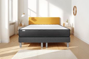 Ensemble Matelas Sommier 180x200 cm - 2 Sommiers Gris - Vitalpower