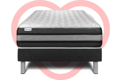 Ensemble Matelas Sommier 90x190 cm - Sommier Noir (en kit) - Vitalspring Zen