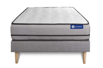Ensemble Matelas Sommier 90x190 cm - Sommier Gris (en kit) - Actiflex Night
