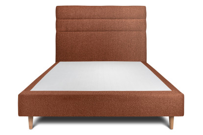 Lit 150x200 cm - Sommier tapissier H35 cm + tête de lit à lignes - Tissu Bouclette Terracotta