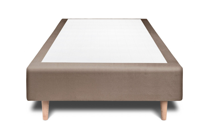 Lit 90x190 cm avec Tête de lit à lignes - Tissu Velours
