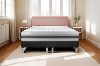 Ensemble Matelas Sommier 200x200 cm - 2 Sommiers Noir - Vitalpower Recover